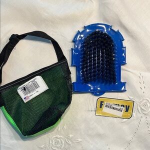 NWT Blue and Black Grooming Brush and Cordura neon green sheep/lamb muzzle